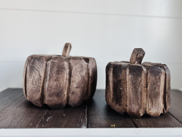 Carved Wood Pumpkin