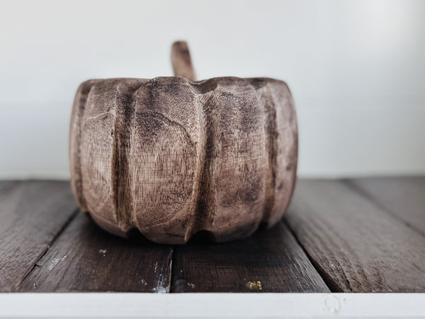 Carved Wood Pumpkin