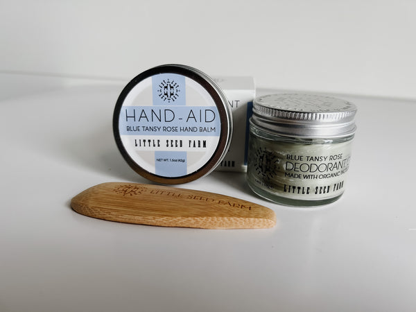 Blue Tansy Rose Hand Aid