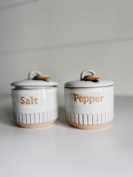 Fluted Edge Salt And Pepper Cellar Pair