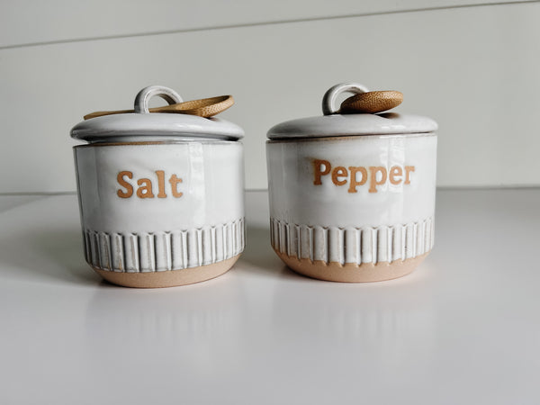 Fluted Edge Salt And Pepper Cellar Pair